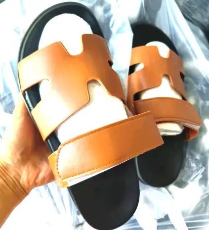 2024 Summer New Thick-soled Sandals and Slippers Foreign Trade plus size One-word Velcro Color Matching Casual Women's Shoes All-match - Image 9