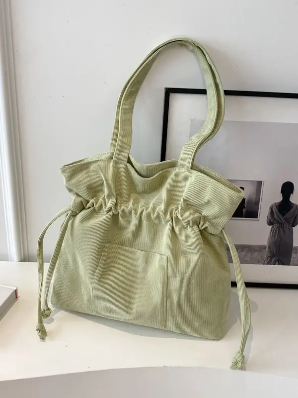 Green Drawstring Tote Bag for Women 2024 - Image 7