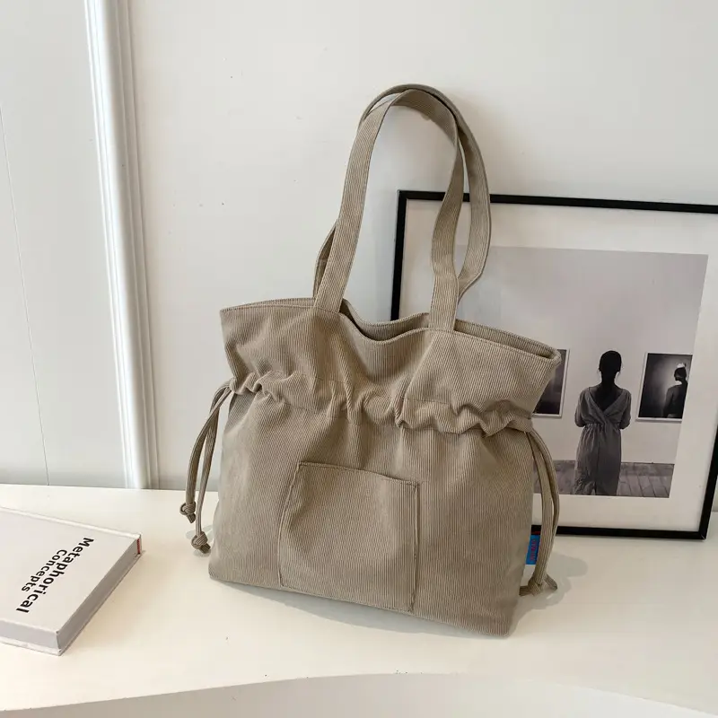 Green Drawstring Tote Bag for Women 2024 - Image 3