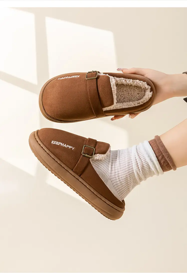 Fashionable Winter Birkenstock Cotton Slippers for Women, Indoor Non-Slip Thick-Soled Silent Couple Style Outdoor Fleece-Lined Thickeneded Cotton Shoes for Men — feature 15