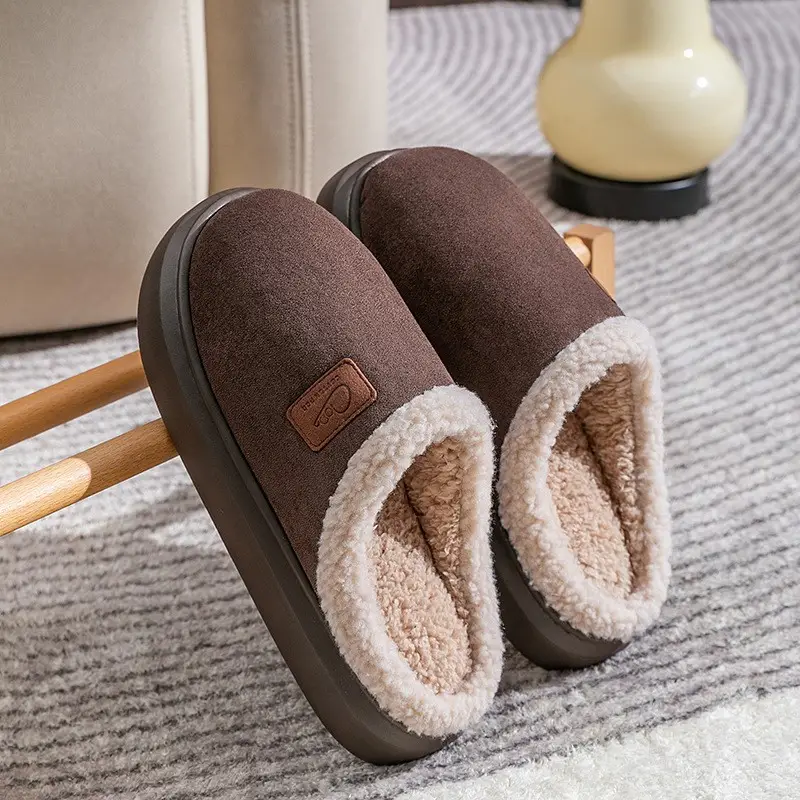 Fashionable Winter Birkenstock Cotton Slippers for Women, Indoor Non-Slip Thick-Soled Silent Couple Style Outdoor Fleece-Lined Thickeneded Cotton Shoes for Men - Image 8