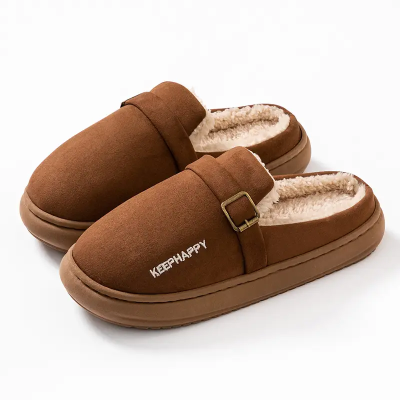 Fashionable Winter Birkenstock Cotton Slippers for Women, Indoor Non-Slip Thick-Soled Silent Couple Style Outdoor Fleece-Lined Thickeneded Cotton Shoes for Men - Image 3
