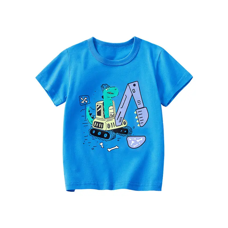 Children's Yellow Excavator T-Shirt 2025 Summer - Image 6