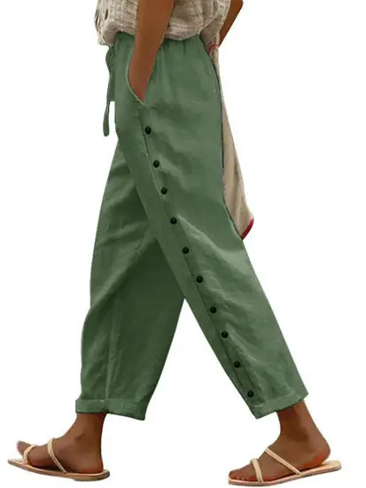 Green Elastic Waist Casual Pants for Women 2024 - Image 6