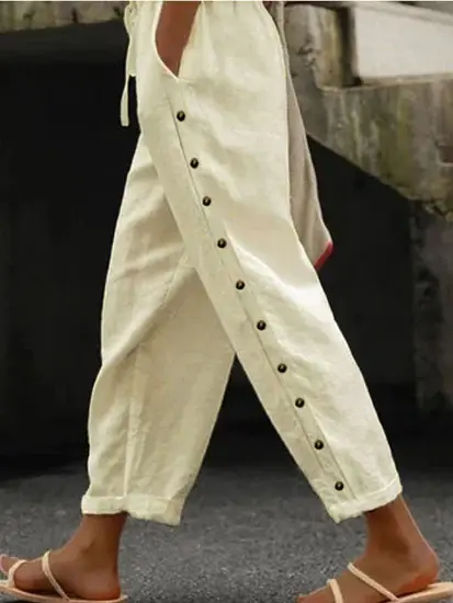 Green Elastic Waist Casual Pants for Women 2024 - Image 8