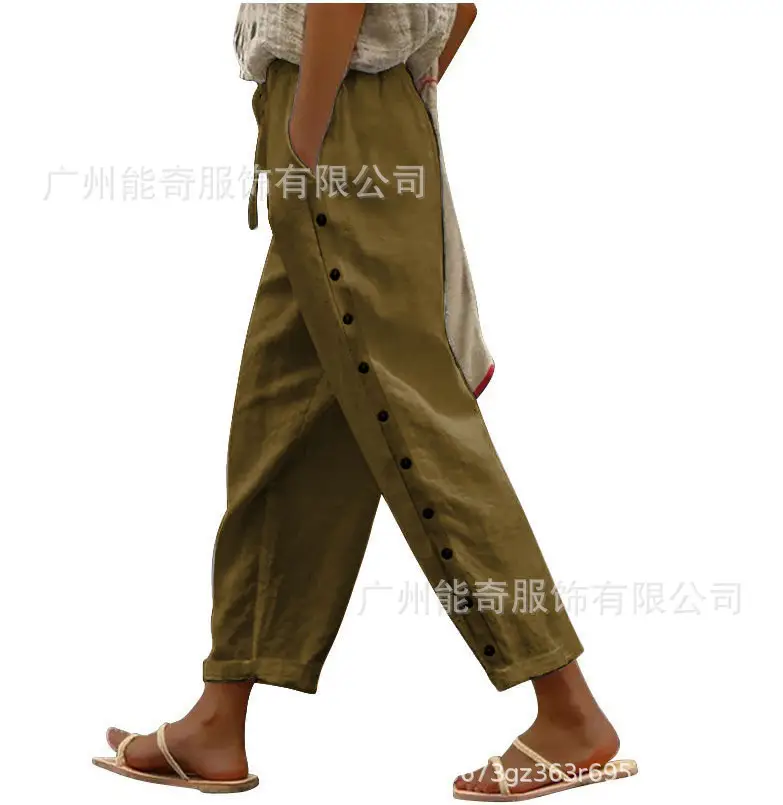 Green Elastic Waist Casual Pants for Women 2024 - Image 4