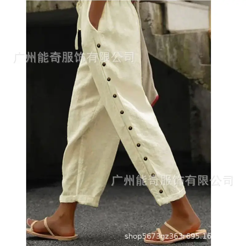 Green Elastic Waist Casual Pants for Women 2024 - Image 5