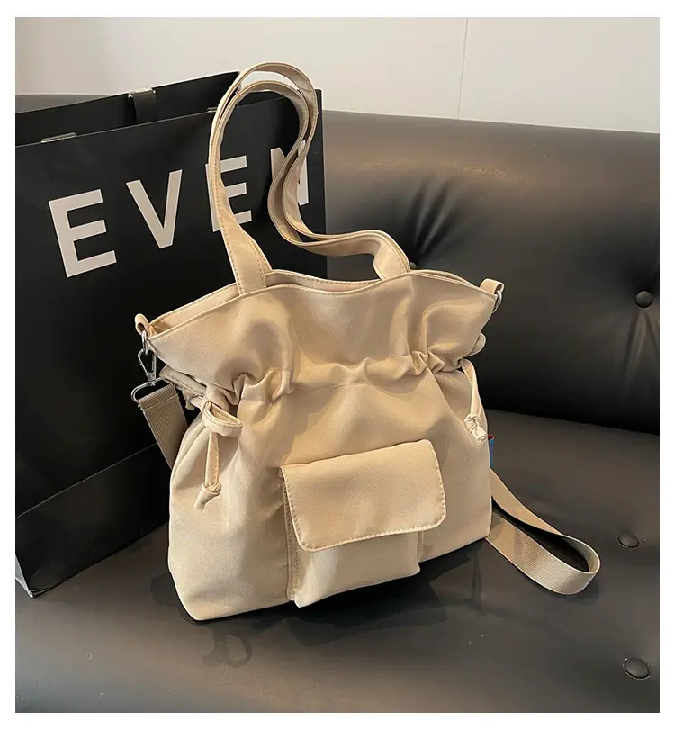 Black Pleated Drawstring Tote Bag for Women 2026 — feature 10