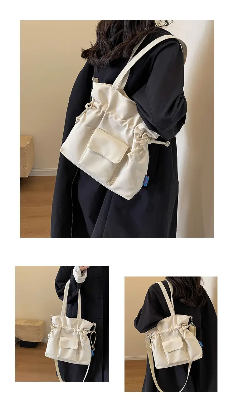 Black Pleated Drawstring Tote Bag for Women 2026 — feature 18