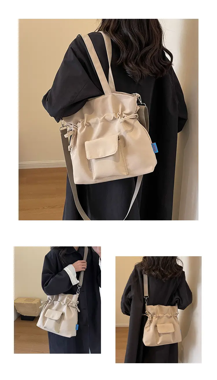 Black Pleated Drawstring Tote Bag for Women 2026 — feature 19