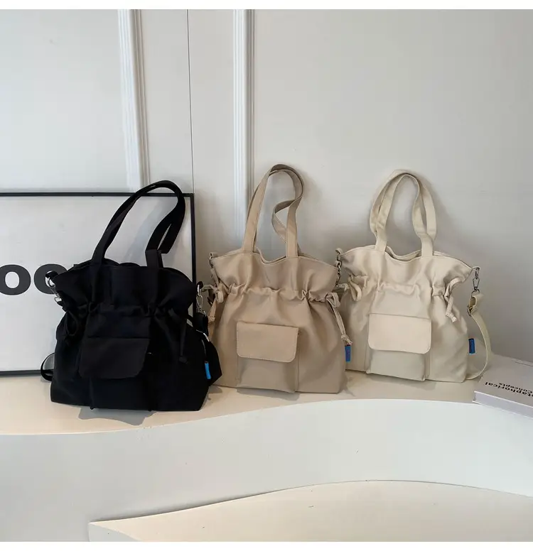 Black Pleated Drawstring Tote Bag for Women 2026 — feature 21