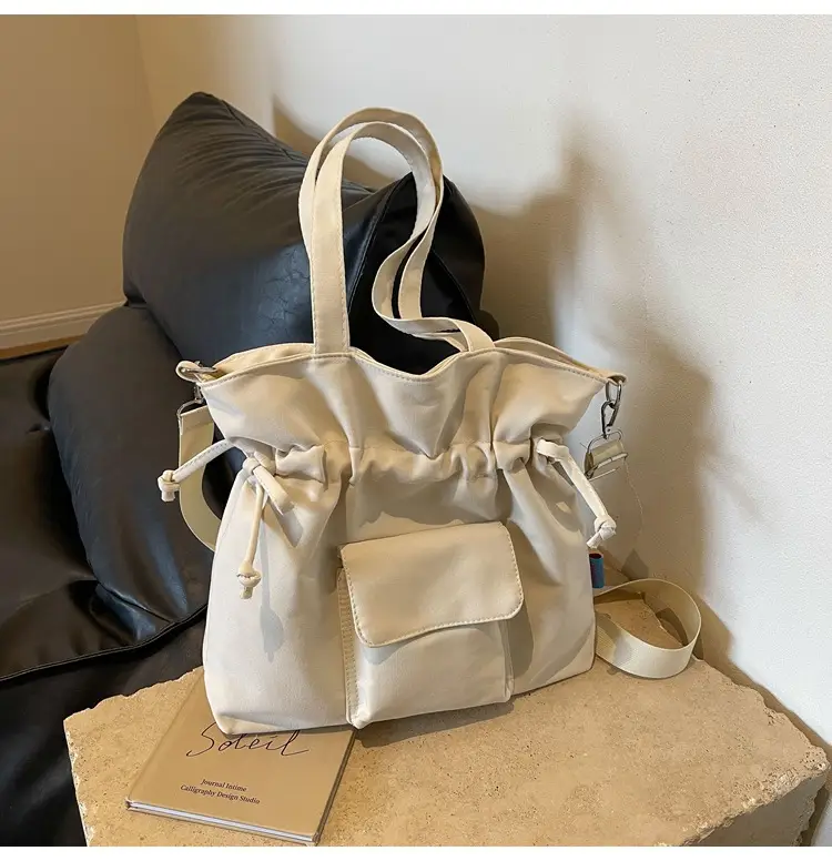 Black Pleated Drawstring Tote Bag for Women 2026 — feature 22
