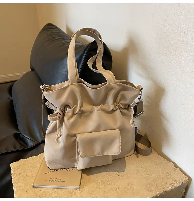 Black Pleated Drawstring Tote Bag for Women 2026 — feature 25