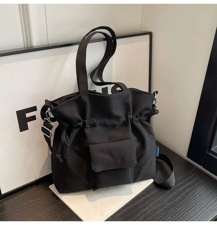 Black Pleated Drawstring Tote Bag for Women 2026 — feature 28
