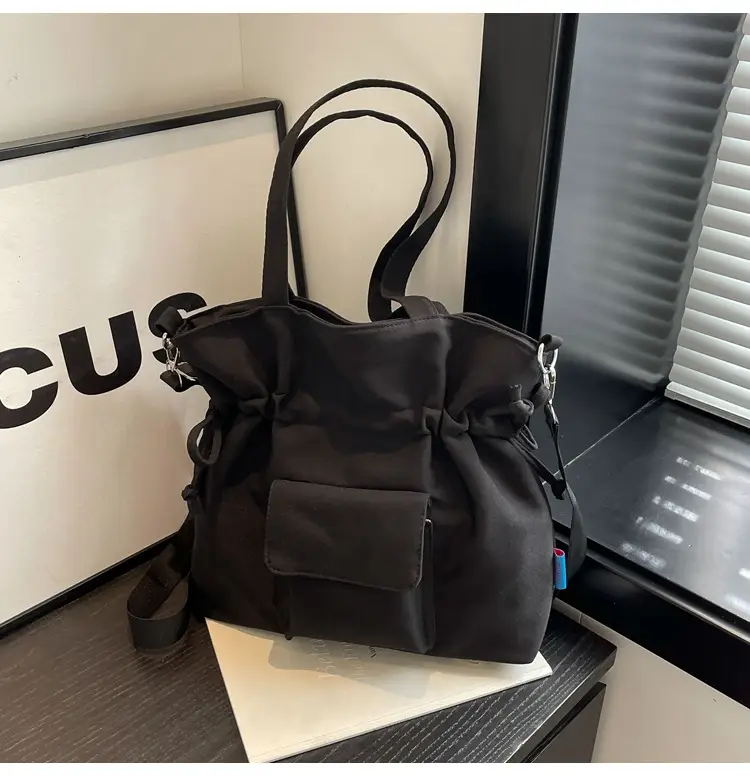 Black Pleated Drawstring Tote Bag for Women 2026 — feature 29