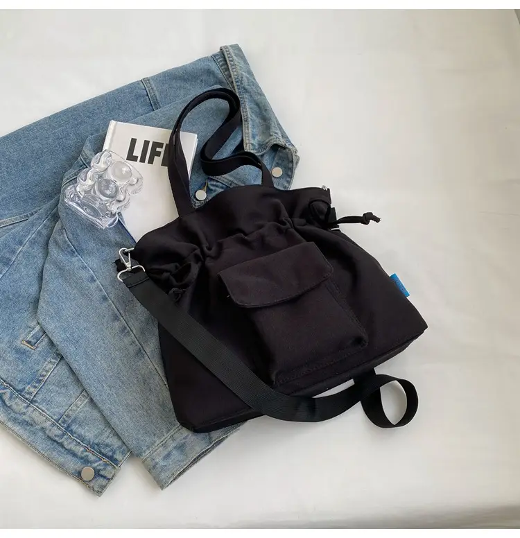 Black Pleated Drawstring Tote Bag for Women 2026 — feature 30