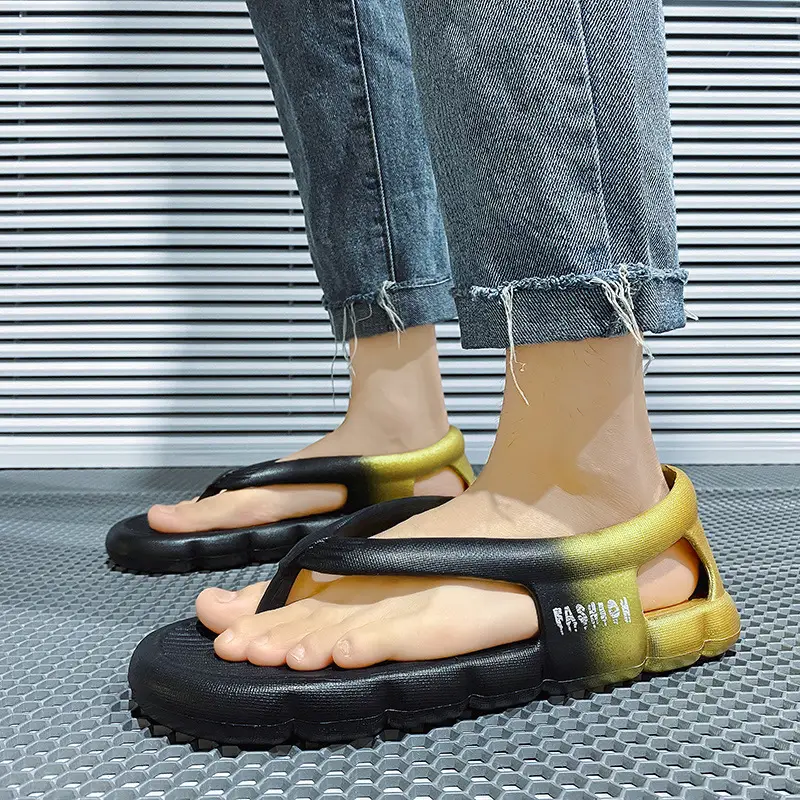 Flip-flops men's summer outdoor wear shit-feeling beach sports non-slip Vietnamese sandals heel driving slippers - Image 4