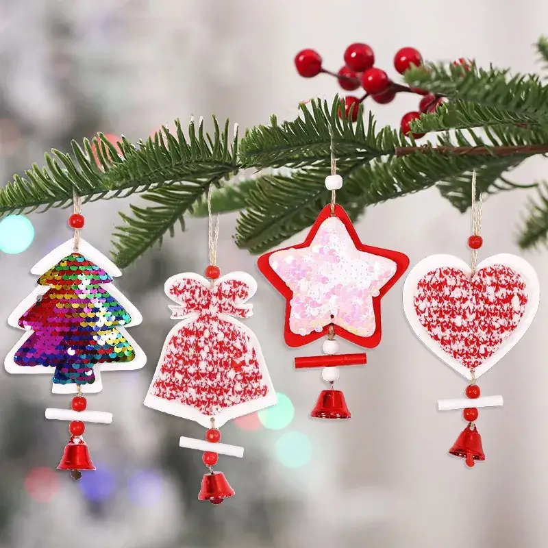 2025 Christmas Wooden Star Pendant with Bell & Tree Design - Image 10
