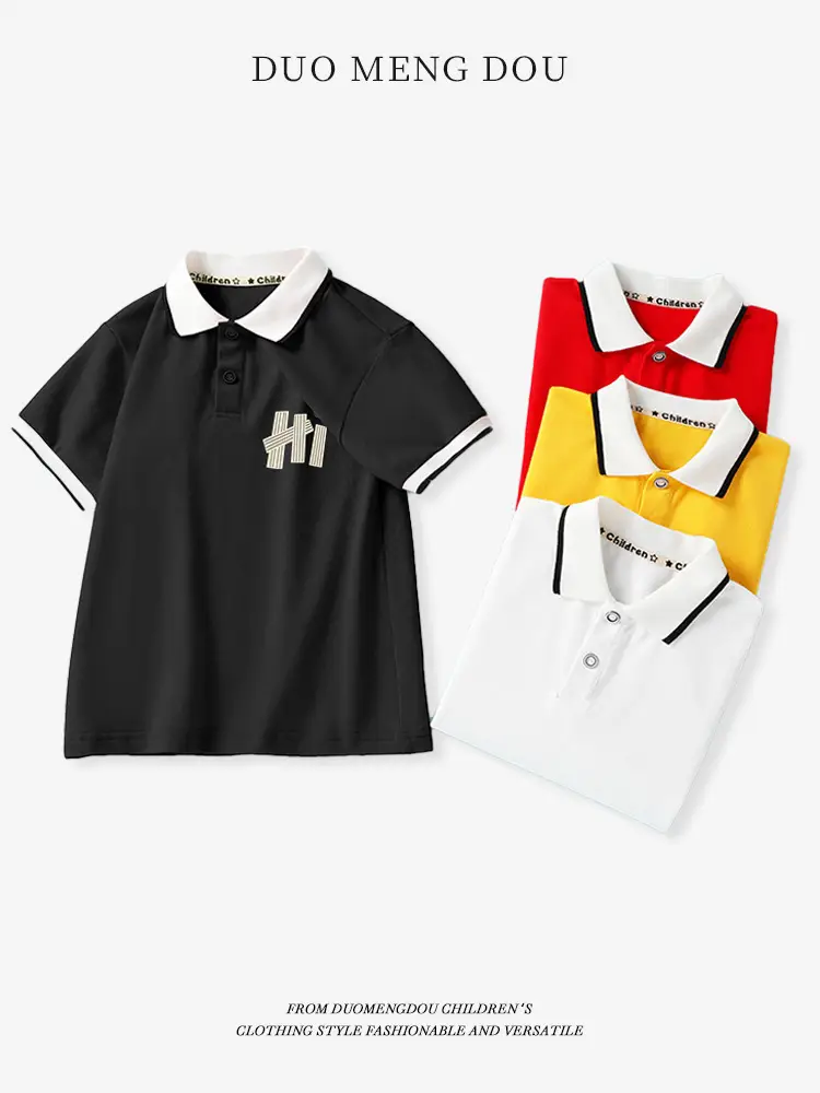 Duomeng Boys White Cotton Polo Shirt 2025 Summer - Image 19