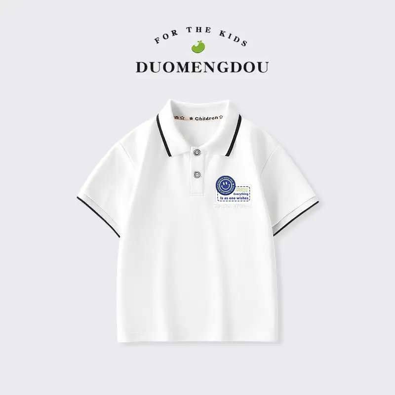 Duomeng Boys White Cotton Polo Shirt 2025 Summer - Image 10