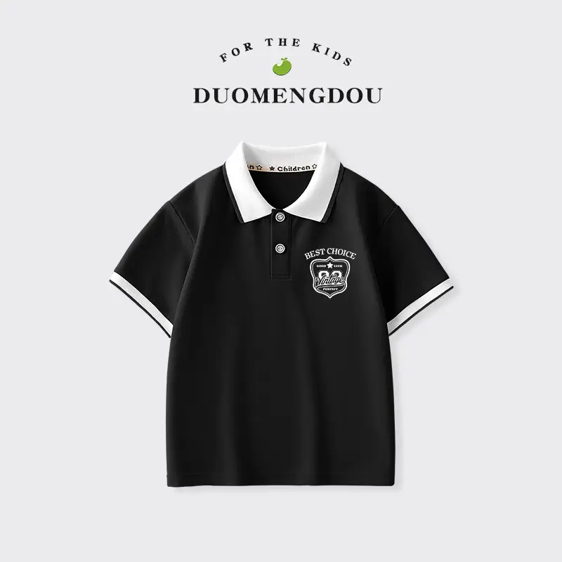 Duomeng Boys White Cotton Polo Shirt 2025 Summer - Image 12
