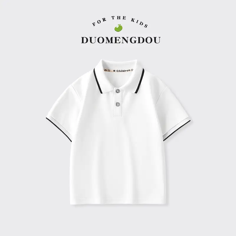 Duomeng Boys White Cotton Polo Shirt 2025 Summer - Image 15