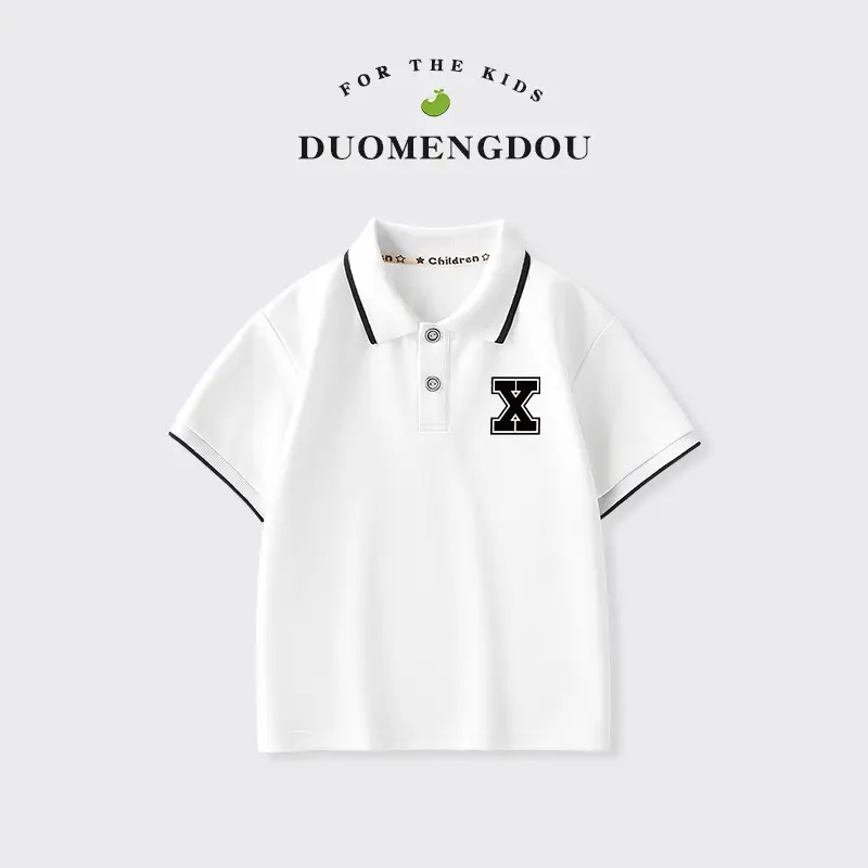 Duomeng Boys White Cotton Polo Shirt 2025 Summer - Image 4