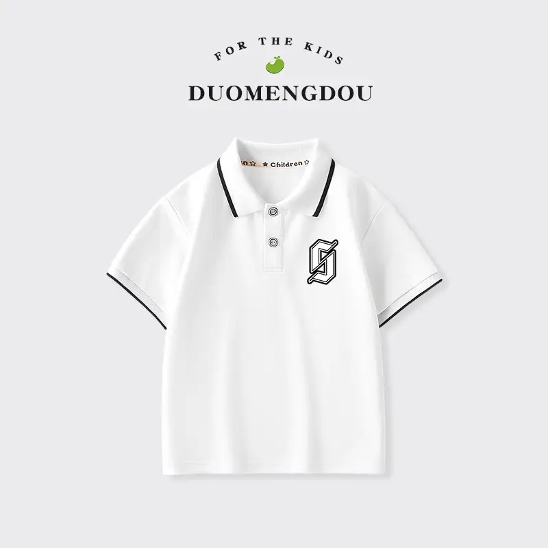 Duomeng Boys White Cotton Polo Shirt 2025 Summer - Image 5