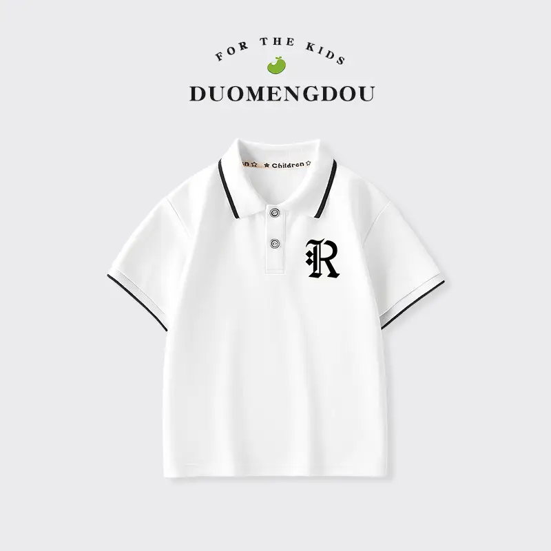 Duomeng Boys White Cotton Polo Shirt 2025 Summer - Image 7