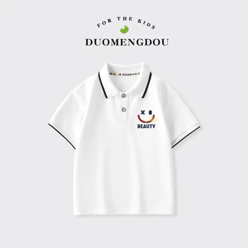 Duomeng Boys White Cotton Polo Shirt 2025 Summer - Image 8