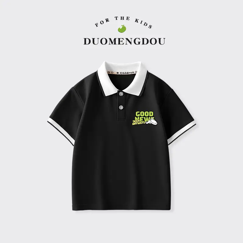 Duomeng Boys White Cotton Polo Shirt 2025 Summer - Image 9