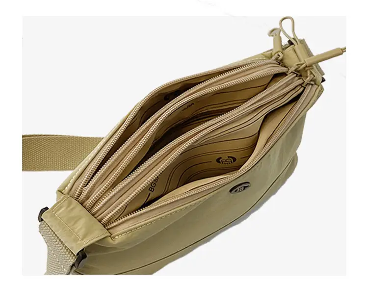 Black Multi-compartment Crossbody Bag Water-repellent Nylon — feature 10