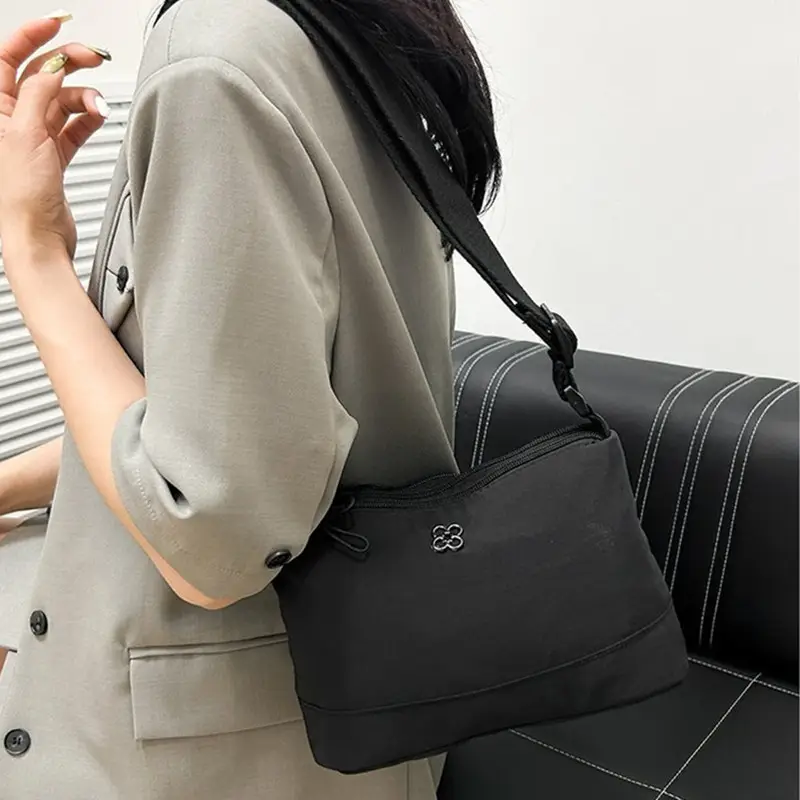 Black Multi-compartment Crossbody Bag Water-repellent Nylon — feature 12