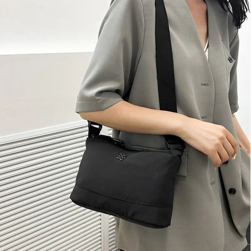 Black Multi-compartment Crossbody Bag Water-repellent Nylon — feature 13