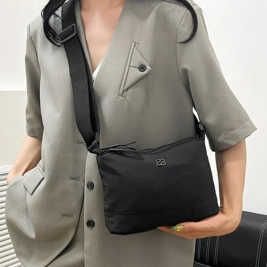 Black Multi-compartment Crossbody Bag Water-repellent Nylon — feature 17