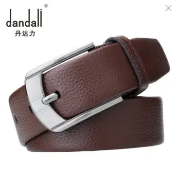 Men's Brown Leather Belt with Silver Buckle — feature 3