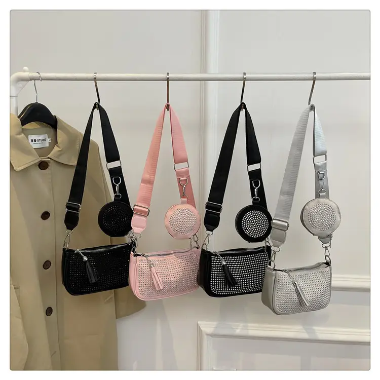 Women's Full Diamond Crossbody Bag Black 2024 - Image 2