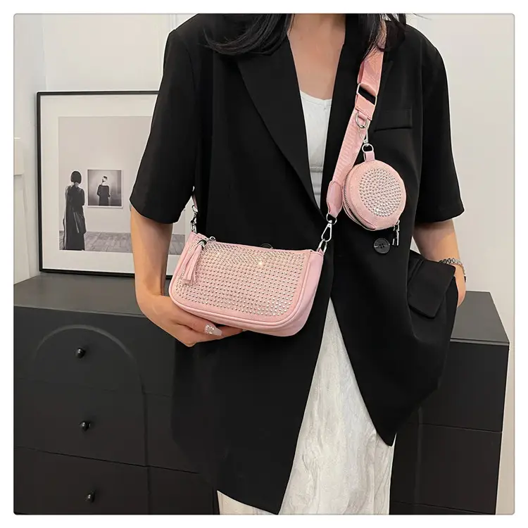 Women's Full Diamond Crossbody Bag Black 2024 - Image 5