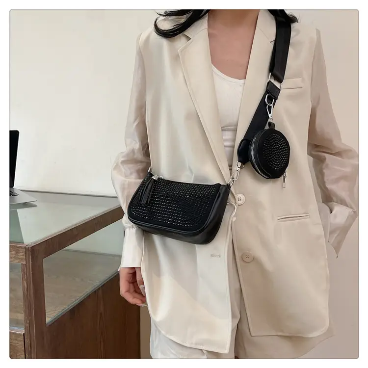 Women's Full Diamond Crossbody Bag Black 2024 — feature 20