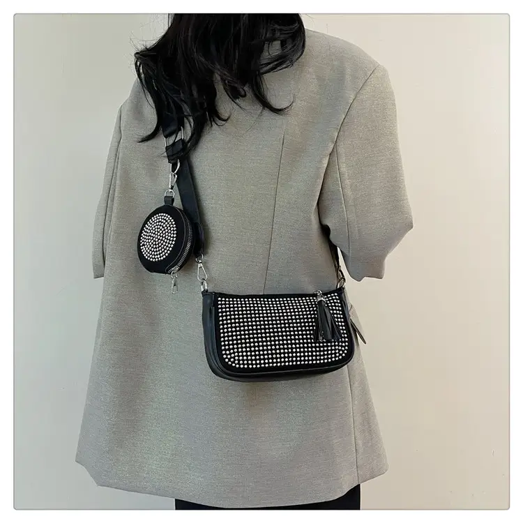 Women's Full Diamond Crossbody Bag Black 2024 — feature 23