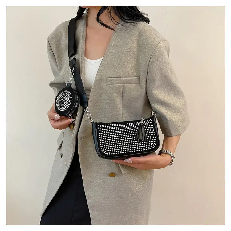 Women's Full Diamond Crossbody Bag Black 2024 — feature 24