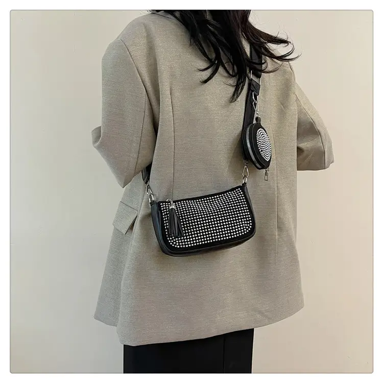 Women's Full Diamond Crossbody Bag Black 2024 — feature 25