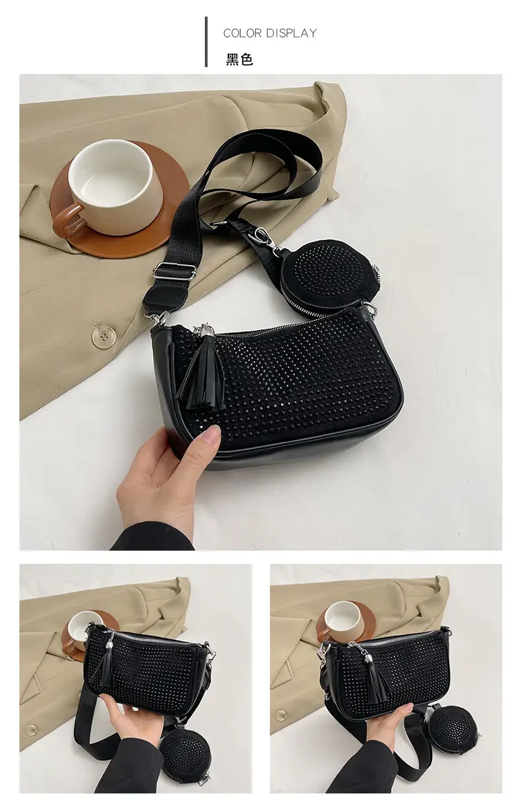 Women's Full Diamond Crossbody Bag Black 2024 — feature 27