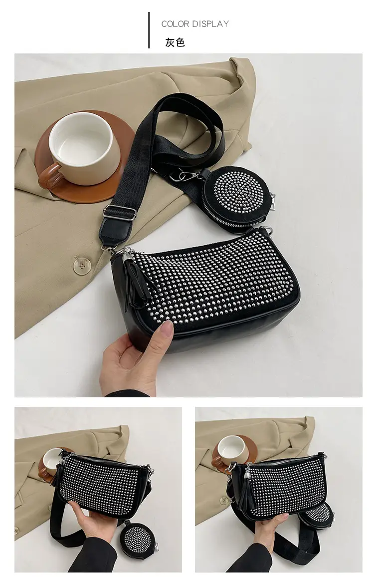 Women's Full Diamond Crossbody Bag Black 2024 — feature 29