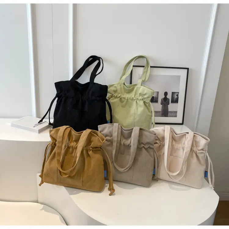 Women Drawstring Tote Bag Beige 2026 New — feature 23