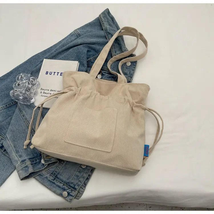 Women Drawstring Tote Bag Beige 2026 New — feature 26