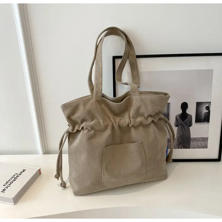 Women Drawstring Tote Bag Beige 2026 New — feature 30