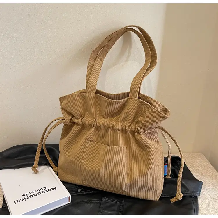 Women Drawstring Tote Bag Beige 2026 New — feature 33