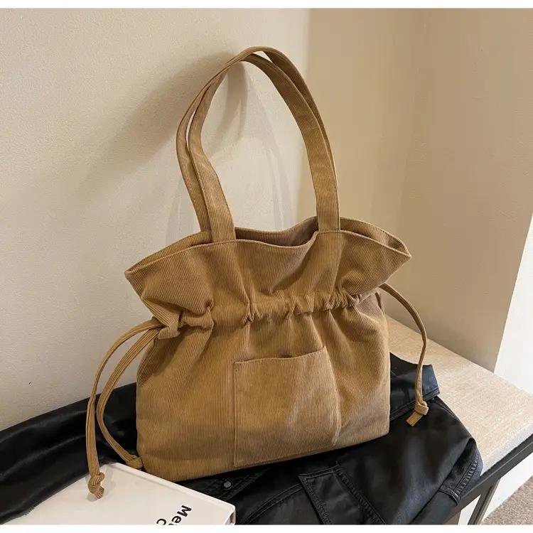 Women Drawstring Tote Bag Beige 2026 New — feature 34