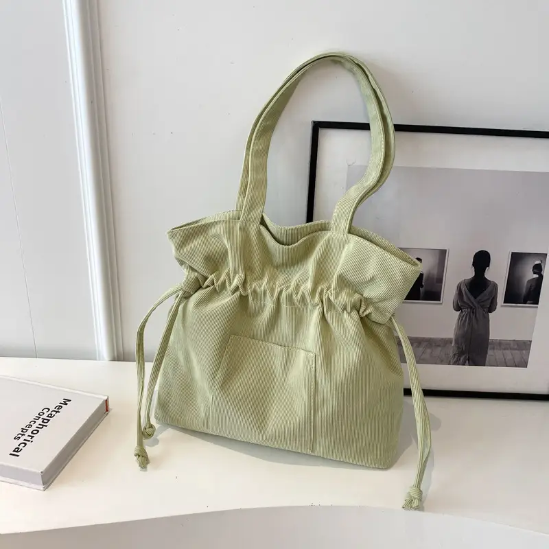 Women Drawstring Tote Bag Beige 2026 New - Image 4